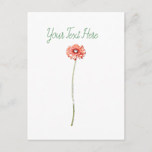Blek Red Gerbera Flower Vykort