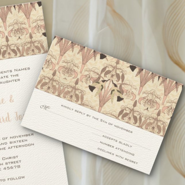 Blek Ro Art nouveau Hummingbird Bröllop OSA Ca Kort (Skapare uppladdad)