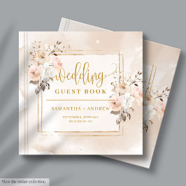 Blek Rosa Autumn Boho Bouquet Bröllop Guest Bok
