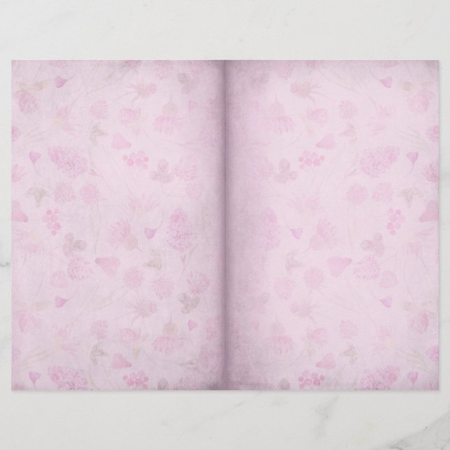 Blek Rosa Blommigt Shabby Scrapbook Papper (Framsida)