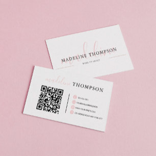Blek Rosa Calligraphy Script QR-kodAffärskort Visitkort