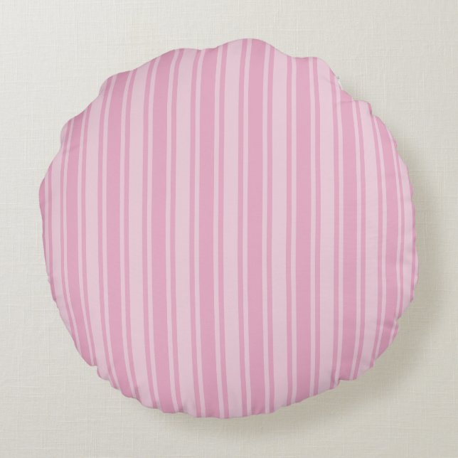 Blek rosa candy rand rund kudde (Baksidan)