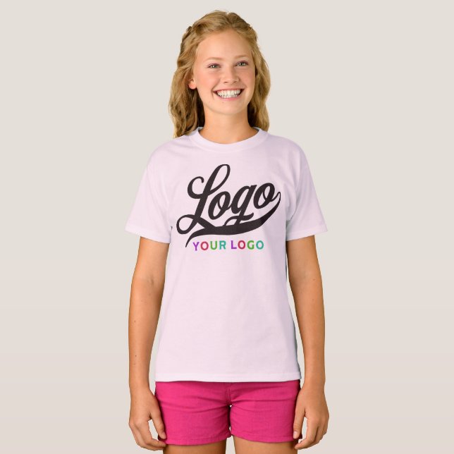 Blek Rosa Company Logotyp Swag Business Kids Girls T Shirt (Hel framsida)