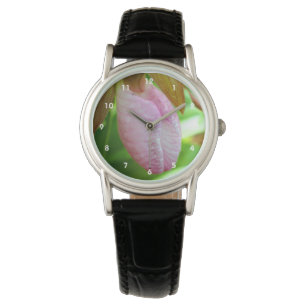 Blek Rosa Dam Slipper Orchid Flower Close Up Armbandsur
