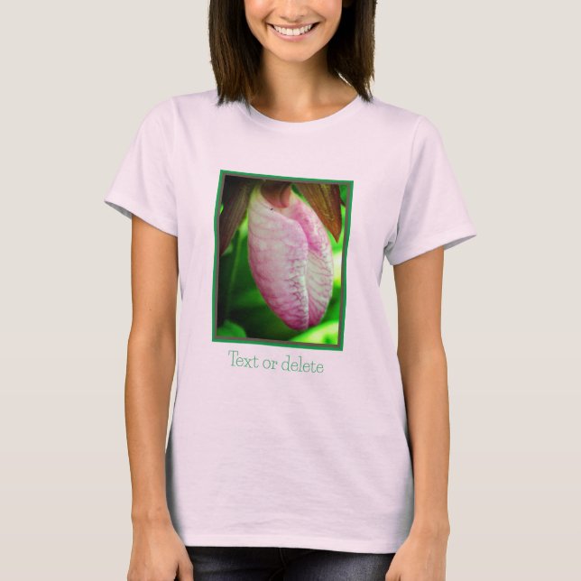 Blek Rosa Dam Slipper Orchid Flower Personlig T Shirt (Framsida)