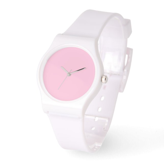 Blek Rosa Dial White Silicone Armbandsur (Vinkel)