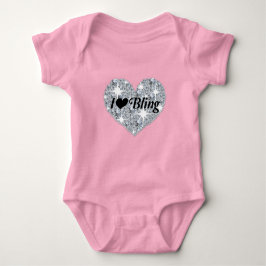 Blek rosa Faux diamanthjärta 'I Kärlek Bling' desi T Shirt
