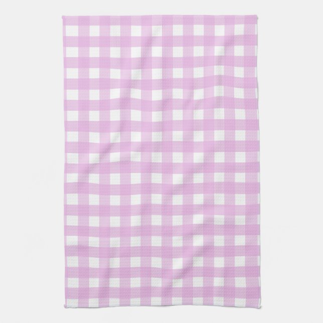 Blek rosa gingham kökshandduk (Vertikal)