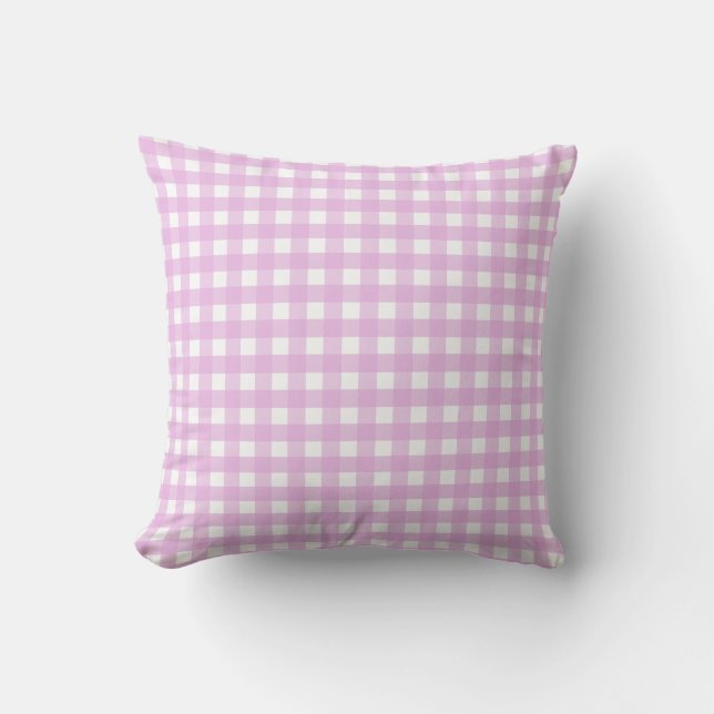 Blek rosa gingham kudde (Framsida)