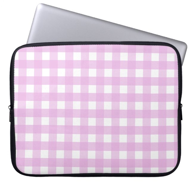 Blek rosa gingham laptop fodral (Framsidan)