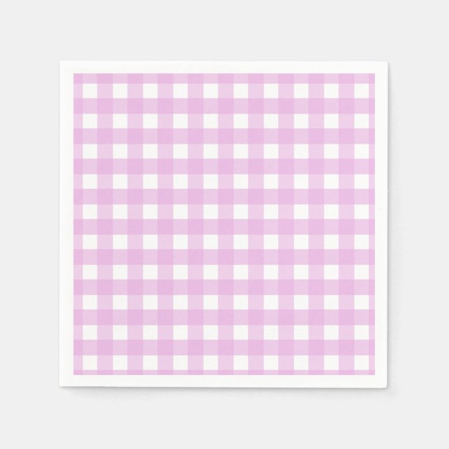 Blek rosa gingham pappersservett (Framsidan)