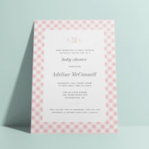 Blek Rosa Gingham Traditional Baby Shower