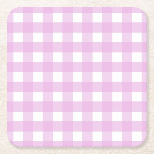 Blek rosa gingham underlägg papper kvadrat (Framsidan)