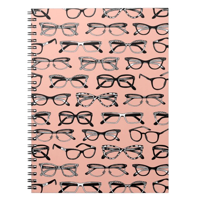 Blek Rosa Glass, Eyeglass, Eyewear Anteckningsbok (Framsidan)