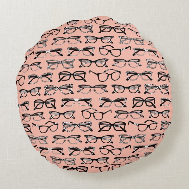 Blek Rosa Glass, Eyeglass, Eyewear Rund Kudde (Baksidan)