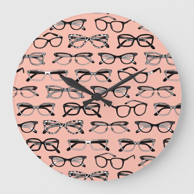 Blek Rosa Glass, Eyeglass, Eyewear Stor Klocka (Framsida)