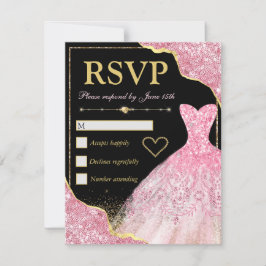 Blek Rosa Glitter Glam Kant & Dress Sweet 16 OSA Kort