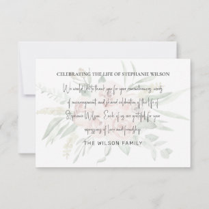 Blek Rosa & Grått Funeral Bereavement Modern Font Tack Kort