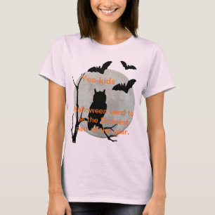 Blek Rosa Halloween Uggla & Fladdermöss T Shirt