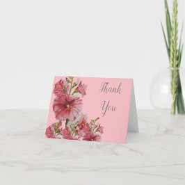 Blek rosa holyhock blommigt bröllop napkins tack kort