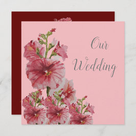 Blek rosa holyhock blommigt bröllopsinbjudan inbjudningar