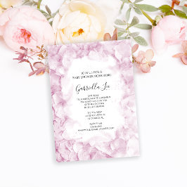 Blek Rosa Hydrangea Flower Watercolor Baby Shower Inbjudningar
