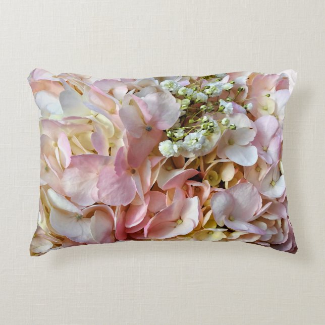 Blek Rosa Hydrangea med utandning Baby Prydnadskudde (Framsidan)