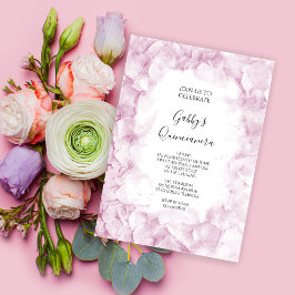 Blek Rosa Hydrangea Watercolor Quinceanera Party Inbjudningar