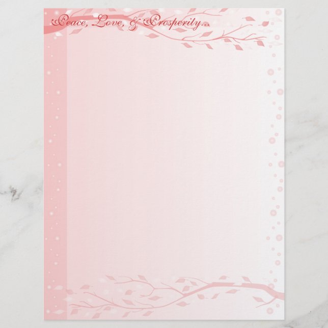 Blek Rosa Leafy Grenar Letterhead (Framsida)