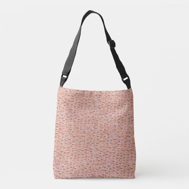 Blek Rosa Leather Crocodile Print Tote Bag, stor Axelväska (Baksida)