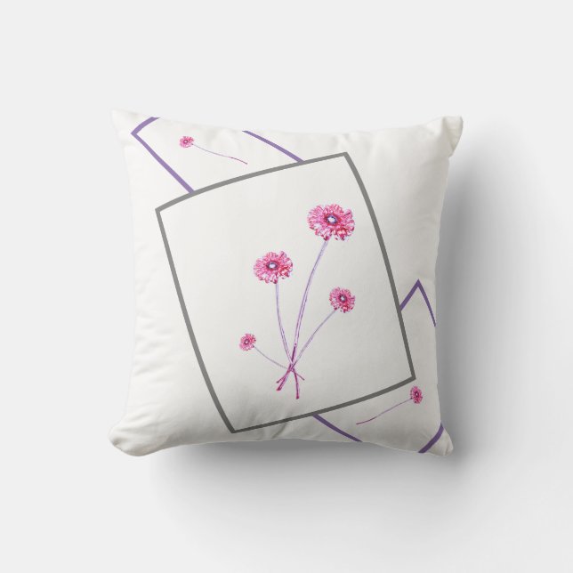 Blek Rosa Lila Gerbera Flower Ram Cushion Kudde (Framsida)