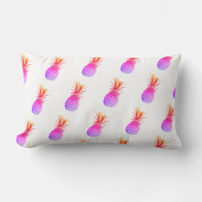 Blek Rosa Lila Pineapple Mönster Cushion Lumbarkudde (Framsida)