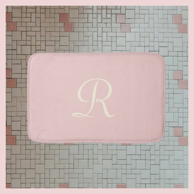 Blek Rosa Monogrammed Plush Bath Mat Badrumsmatta (Skapare uppladdad)