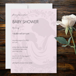 Blek Rosa Mor & Child Silhouette Baby Shower Inbjudningar