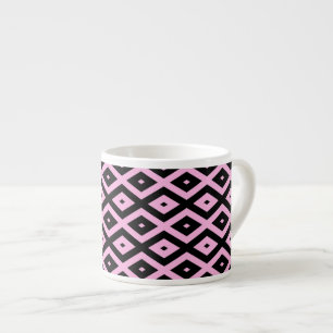 Blek rosa och svart diamant mönster espressomugg