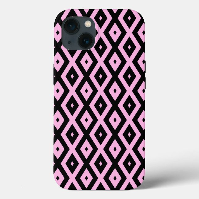 Blek rosa och svart diamant mönster Fodral-Mate iP (Baksida)