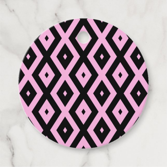 Blek rosa och svart diamant mönster gåvor etiketter (Framsida)