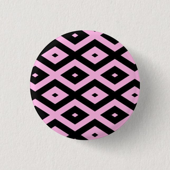Blek rosa och svart diamant mönster knapp (Framsida)