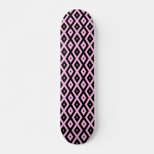 Blek rosa och svart diamant mönster mini skateboard bräda 18,5 cm