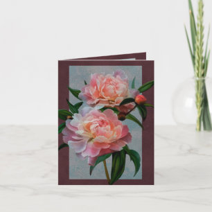 Blek Rosa Peonies Greeting Card Kort