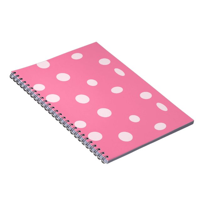 Blek rosa polka dots på rosa anteckningsbok (Högra Sidan)