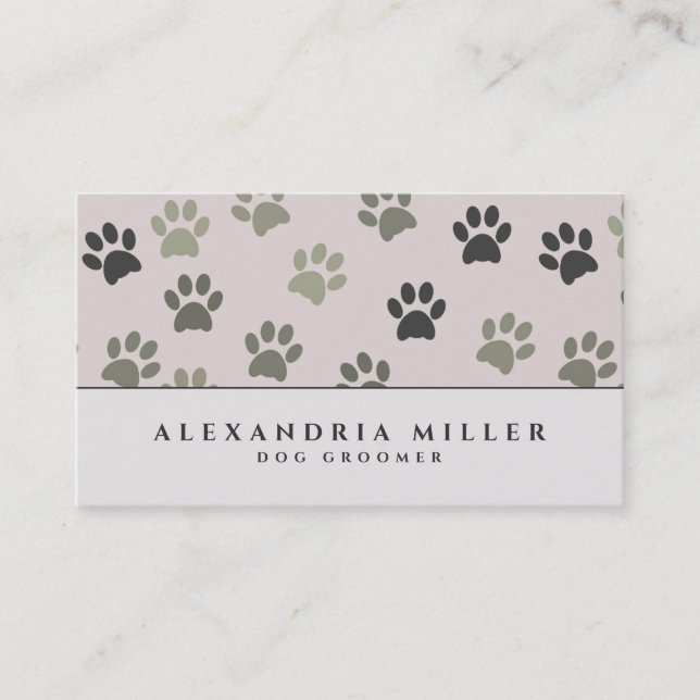 Blek  Rosa Puppy Hund Tass avtryck | Hund Groomer Visitkort (Framsida)