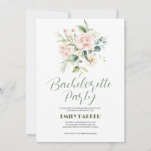 Blek Rosa ros Bouquet Bachelorette Inbjudan