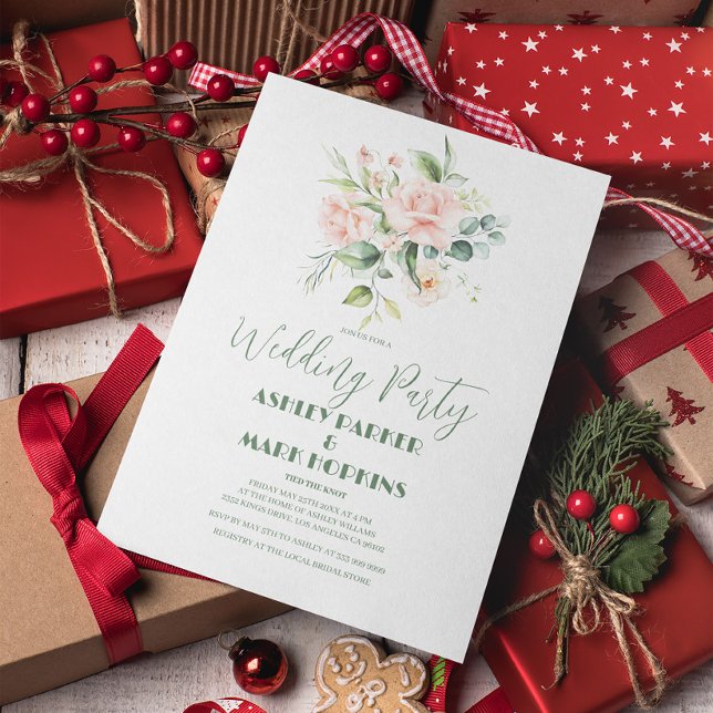 Blek Rosa ros Bouquet Bröllopsfest Inbjudan (Skapare uppladdad)