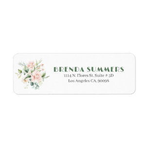 Blek Rosa ros Bouquet Returadress Etikett