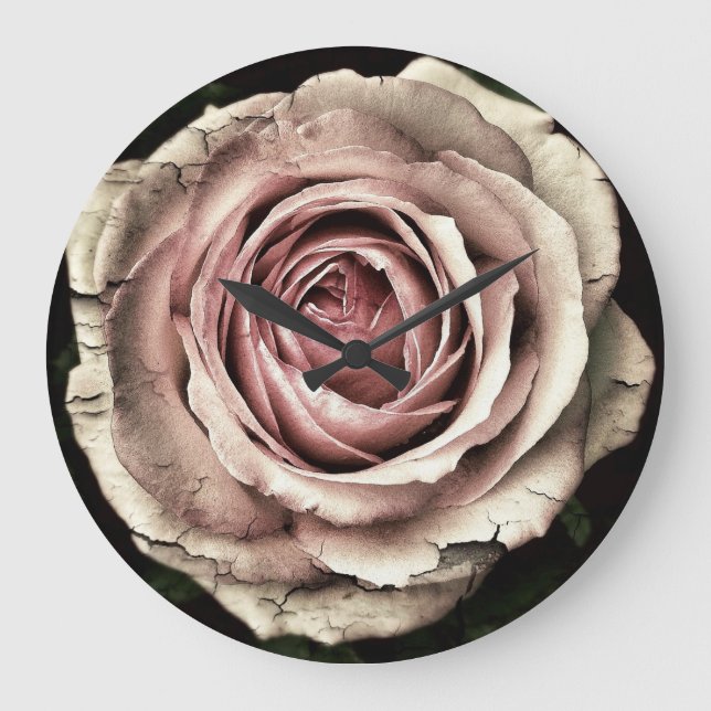 Blek Rosa ros Clock Stor Klocka (Framsida)