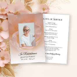 Blek Rosa ros Flower Funeral Memorial Service Program