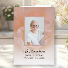 Blek Rosa ros Flower Petal Funeral Service Foldad Program