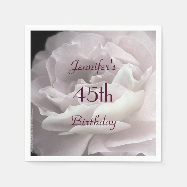 Blek Rosa ros Pappra blöjor, 45:e Födelsedagsfeste Pappersservett (Framsidan)