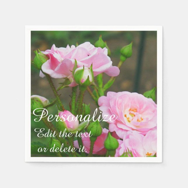 Blek Rosa ros-Pappra Party Napkins Pappersservett (Framsidan)